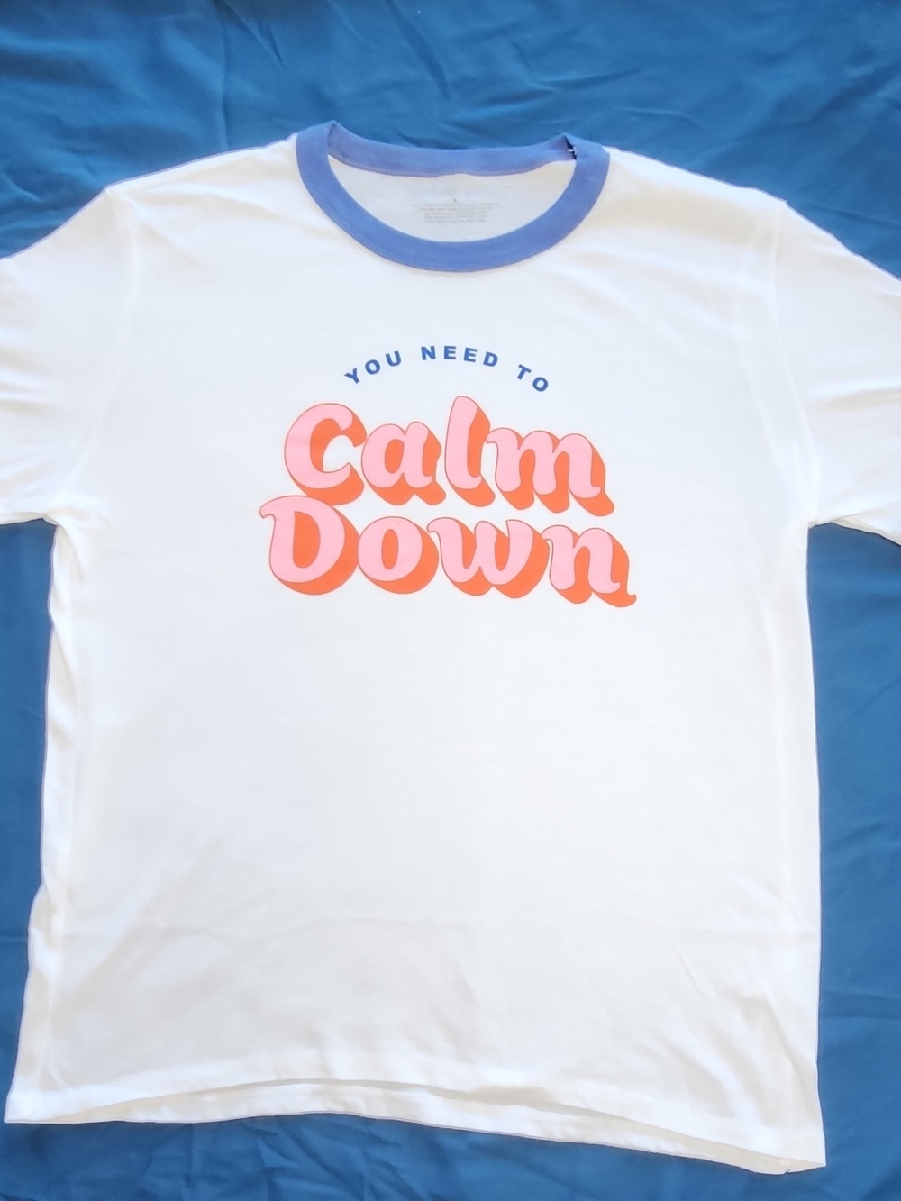 Taylor Swift White Ringer Tee with Blue Collar
